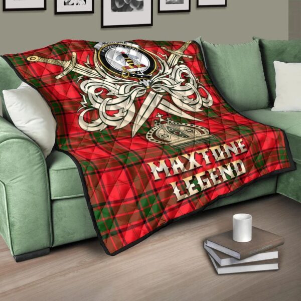 Maxtone Clan Quilt, Scottish Tartan Maxtone Clans Premium Quilt Legend Gold Royal Style - Image 3