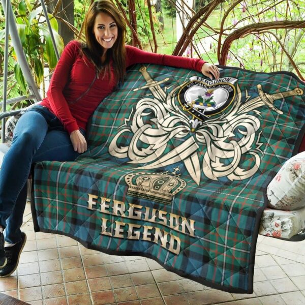 Ferguson Ancient Clan Quilt, Scottish Tartan Ferguson Ancient Clans Premium Quilt Legend Gold Royal Style - Image 5