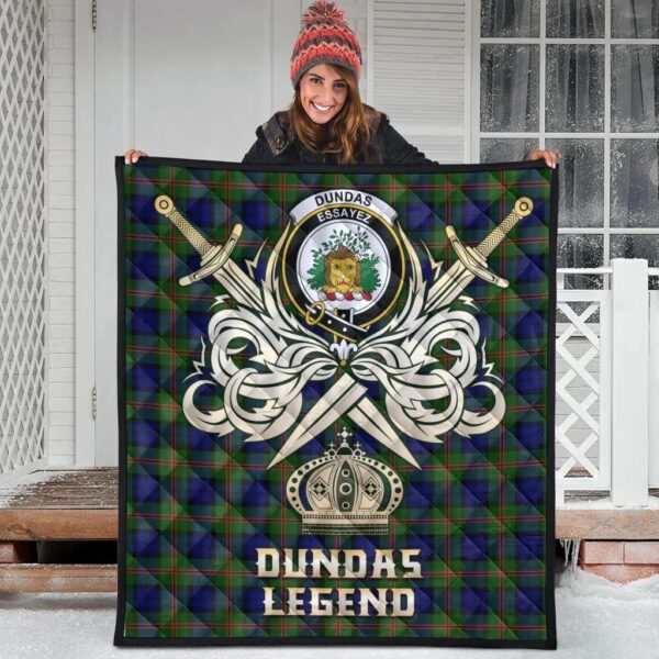 Dundas Modern 02 Clan Quilt, Scottish Tartan Dundas Modern 02 Clans Premium Quilt Legend Gold Royal Style