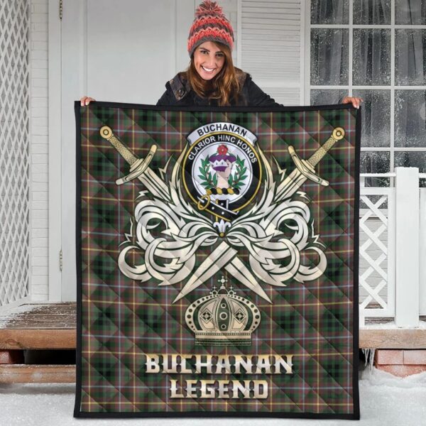 Buchanan Hunting Clan Quilt, Scottish Tartan Buchanan Hunting Clans Premium Quilt Legend Gold Royal Style