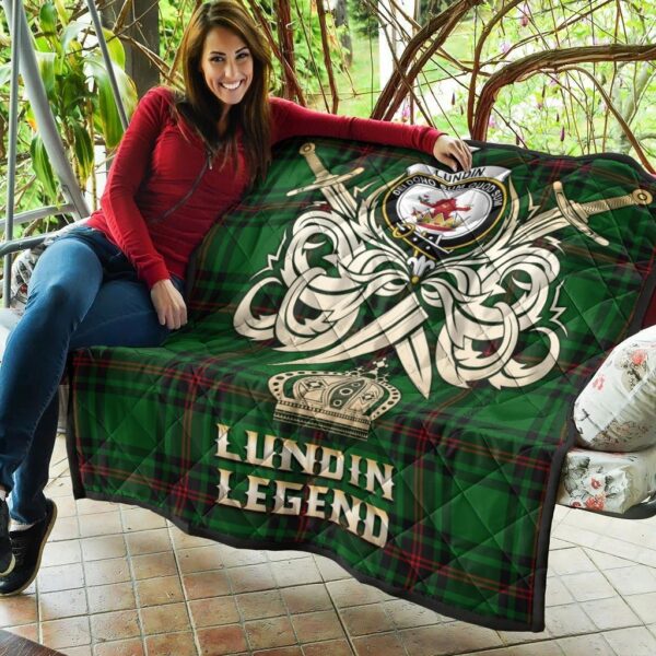 Lundin Clan Quilt, Scottish Tartan Lundin Clans Premium Quilt Legend Gold Royal Style - Image 5