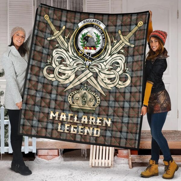 MacLaren Weathered Clan Quilt, Scottish Tartan MacLaren Weathered Clans Premium Quilt Legend Gold Royal Style - Image 2