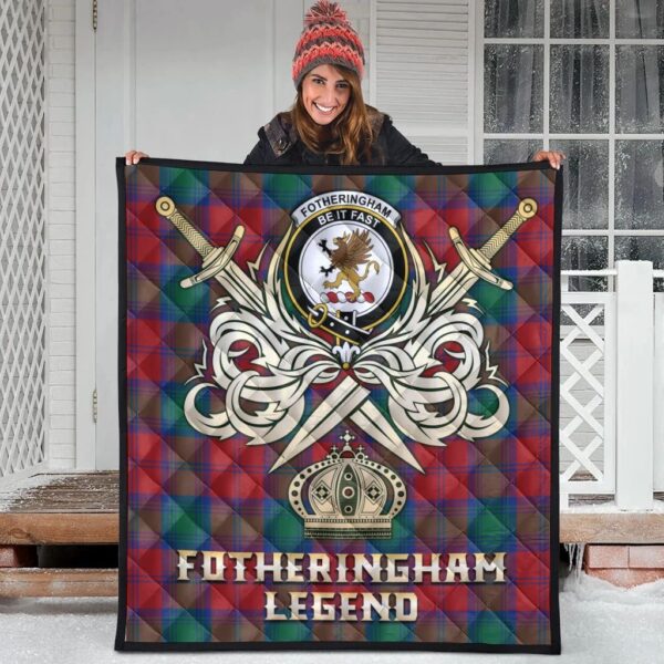 Fotheringham Modern Clan Quilt, Scottish Tartan Fotheringham Modern Clans Premium Quilt Legend Gold Royal Style