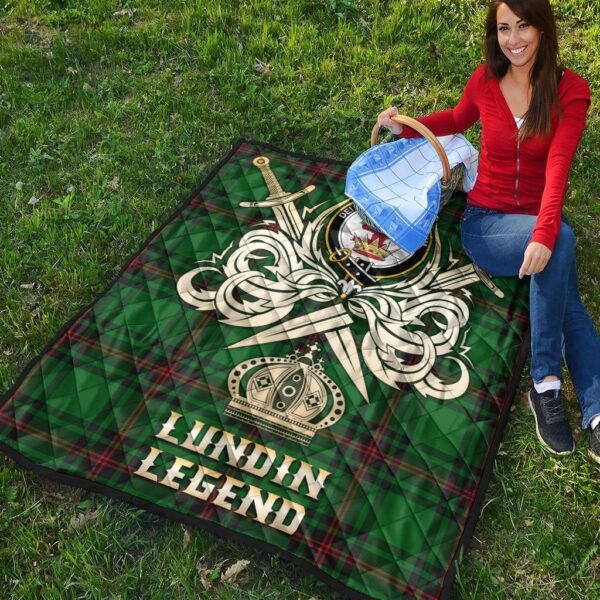 Lundin Clan Quilt, Scottish Tartan Lundin Clans Premium Quilt Legend Gold Royal Style - Image 4