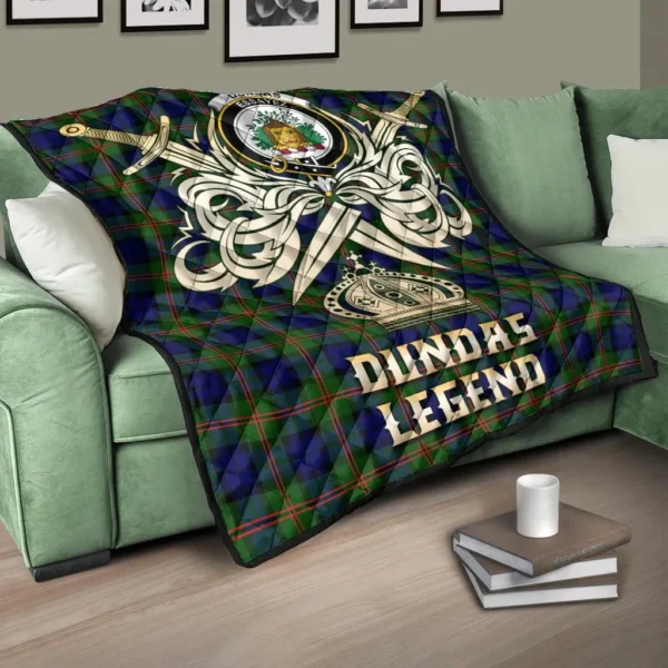 Dundas Modern 02 Clan Quilt, Scottish Tartan Dundas Modern 02 Clans Premium Quilt Legend Gold Royal Style - Image 3