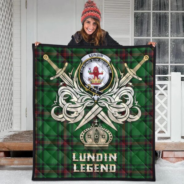 Lundin Clan Quilt, Scottish Tartan Lundin Clans Premium Quilt Legend Gold Royal Style