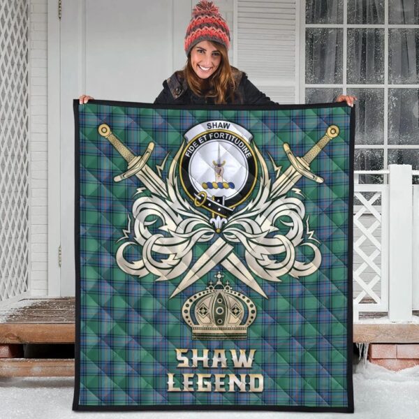 Shaw Ancient Clan Quilt, Scottish Tartan Shaw Ancient Clans Premium Quilt Legend Gold Royal Style