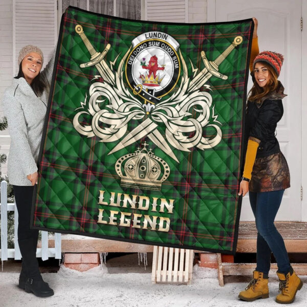 Lundin Clan Quilt, Scottish Tartan Lundin Clans Premium Quilt Legend Gold Royal Style - Image 2