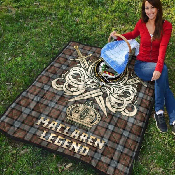 MacLaren Weathered Clan Quilt, Scottish Tartan MacLaren Weathered Clans Premium Quilt Legend Gold Royal Style - Image 4