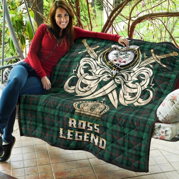 Ross Hunting Modern Clan Quilt, Scottish Tartan Ross Hunting Modern Clans Premium Quilt Legend Gold Royal Style - Image 5