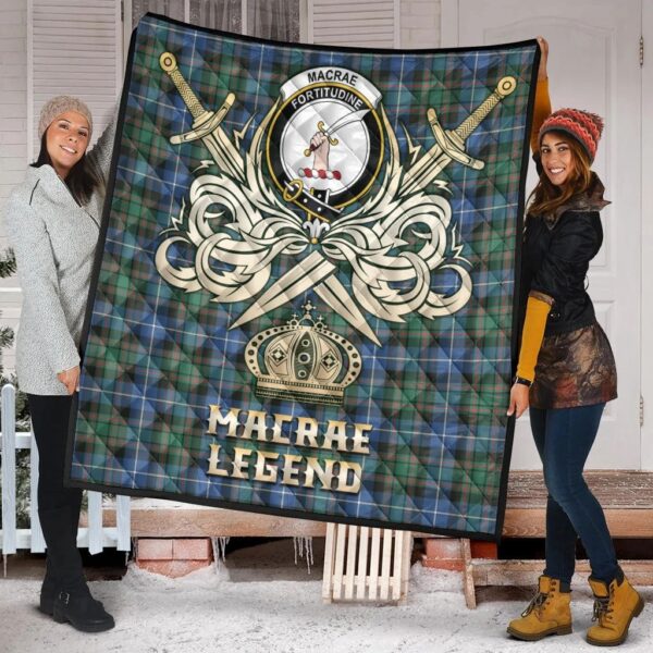 MacRae Hunting Ancient Clan Quilt, Scottish Tartan MacRae Hunting Ancient Clans Premium Quilt Legend Gold Royal Style - Image 2