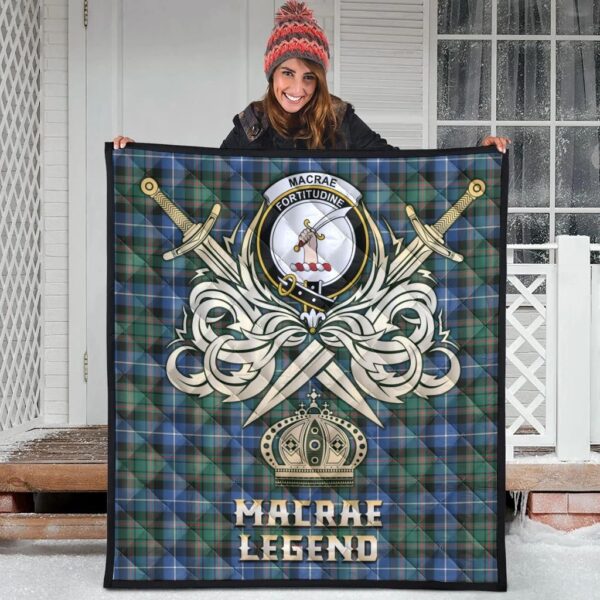 MacRae Hunting Ancient Clan Quilt, Scottish Tartan MacRae Hunting Ancient Clans Premium Quilt Legend Gold Royal Style