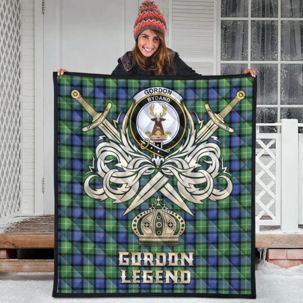 Gordon Old Ancient Clan Quilt, Scottish Tartan Gordon Old Ancient Clans Premium Quilt Legend Gold Royal Style