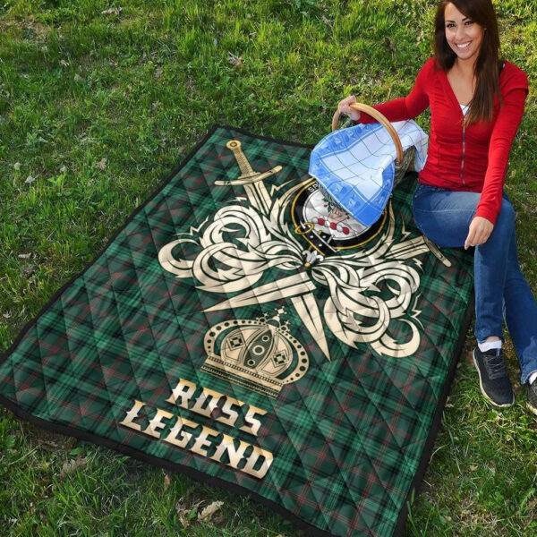 Ross Hunting Modern Clan Quilt, Scottish Tartan Ross Hunting Modern Clans Premium Quilt Legend Gold Royal Style - Image 4