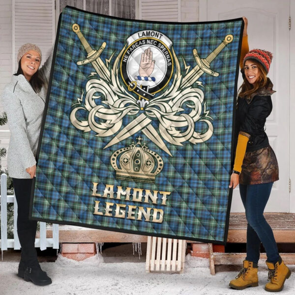 Lamont Ancient Clan Quilt, Scottish Tartan Lamont Ancient Clans Premium Quilt Legend Gold Royal Style - Image 2