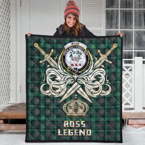 Ross Hunting Modern Clan Quilt, Scottish Tartan Ross Hunting Modern Clans Premium Quilt Legend Gold Royal Style