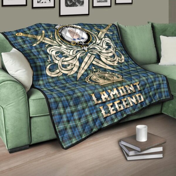 Lamont Ancient Clan Quilt, Scottish Tartan Lamont Ancient Clans Premium Quilt Legend Gold Royal Style - Image 3