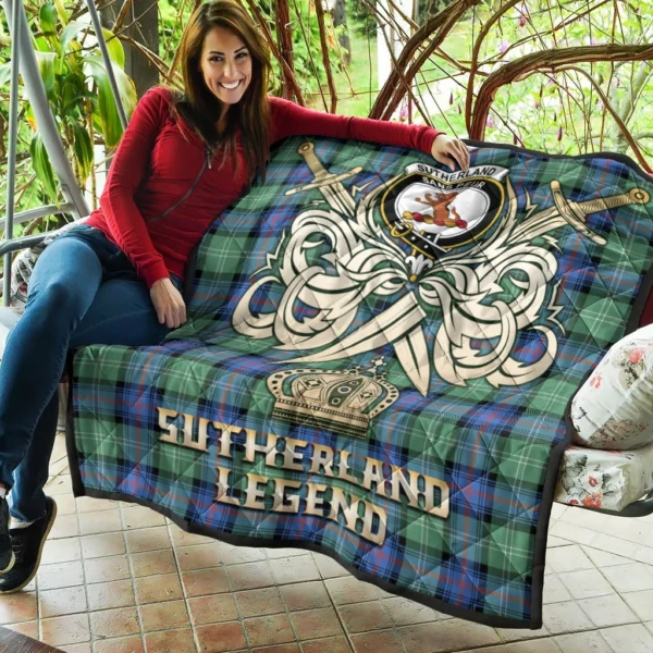 Sutherland Old Ancient Clan Quilt, Scottish Tartan Sutherland Old Ancient Clans Premium Quilt Legend Gold Royal Style - Image 5