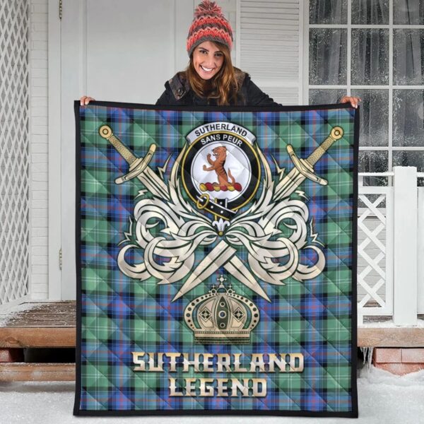 Sutherland Old Ancient Clan Quilt, Scottish Tartan Sutherland Old Ancient Clans Premium Quilt Legend Gold Royal Style