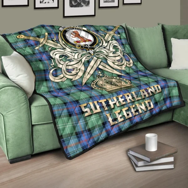 Sutherland Old Ancient Clan Quilt, Scottish Tartan Sutherland Old Ancient Clans Premium Quilt Legend Gold Royal Style - Image 3