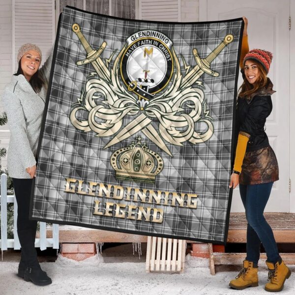 Glendinning Clan Quilt, Scottish Tartan Glendinning Clans Premium Quilt Legend Gold Royal Style - Image 2