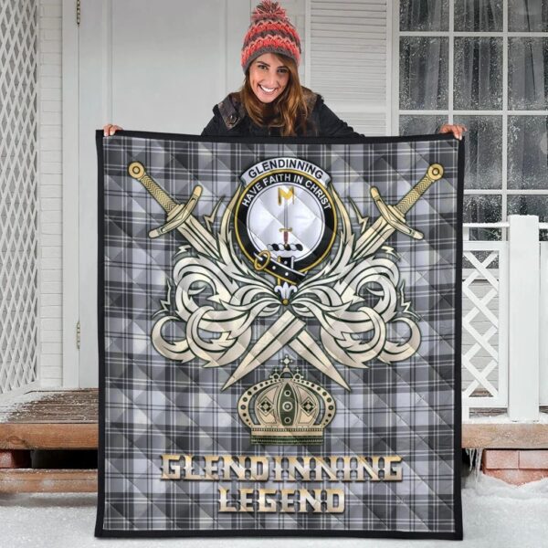 Glendinning Clan Quilt, Scottish Tartan Glendinning Clans Premium Quilt Legend Gold Royal Style