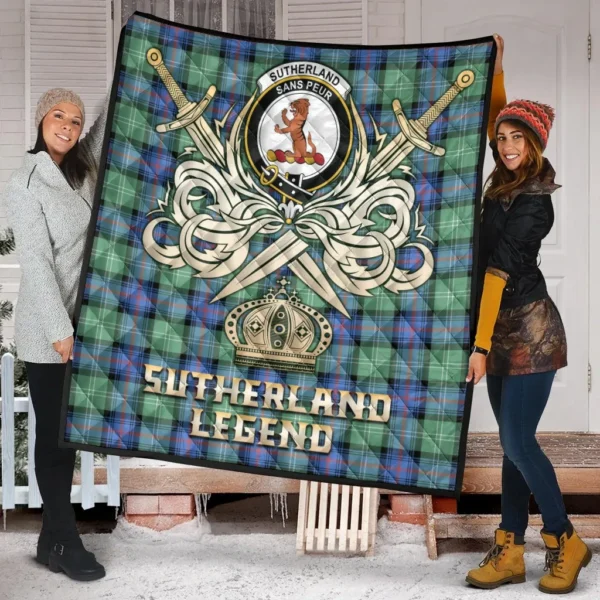 Sutherland Old Ancient Clan Quilt, Scottish Tartan Sutherland Old Ancient Clans Premium Quilt Legend Gold Royal Style - Image 2