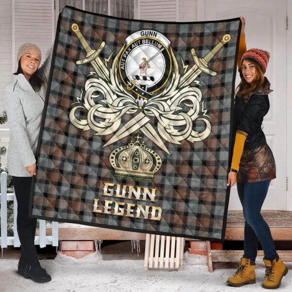 Gunn Weathered Clan Quilt, Scottish Tartan Gunn Weathered Clans Premium Quilt Legend Gold Royal Style - Image 2