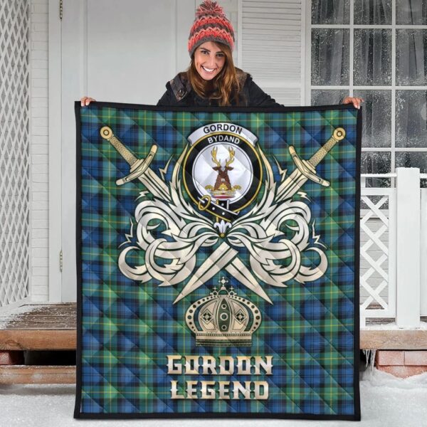 Gordon Ancient Clan Quilt, Scottish Tartan Gordon Ancient Clans Premium Quilt Legend Gold Royal Style