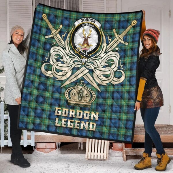 Gordon Ancient Clan Quilt, Scottish Tartan Gordon Ancient Clans Premium Quilt Legend Gold Royal Style - Image 2