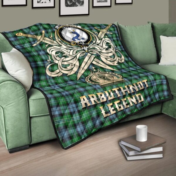 Arbuthnot Ancient Clan Quilt, Scottish Tartan Arbuthnot Ancient Clans Premium Quilt Legend Gold Royal Style - Image 3