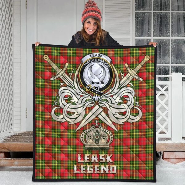 Leask Clan Quilt, Scottish Tartan Leask Clans Premium Quilt Legend Gold Royal Style