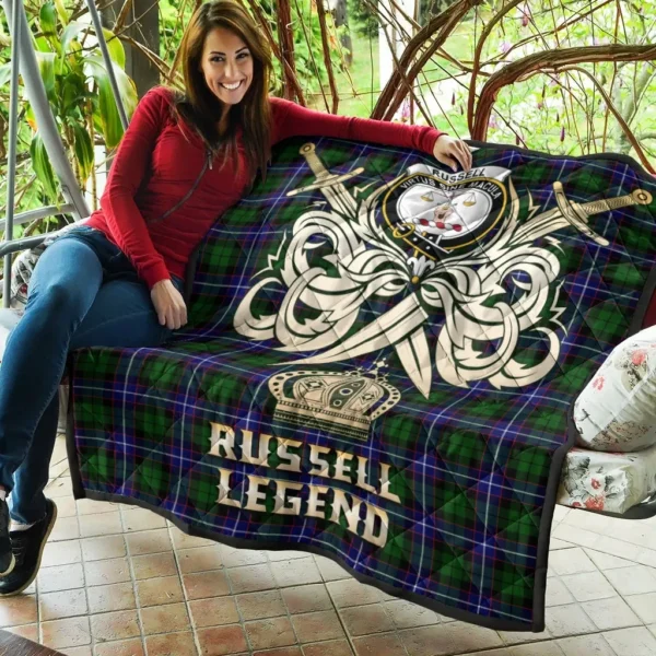 Russell Modern Clan Quilt, Scottish Tartan Russell Modern Clans Premium Quilt Legend Gold Royal Style - Image 5