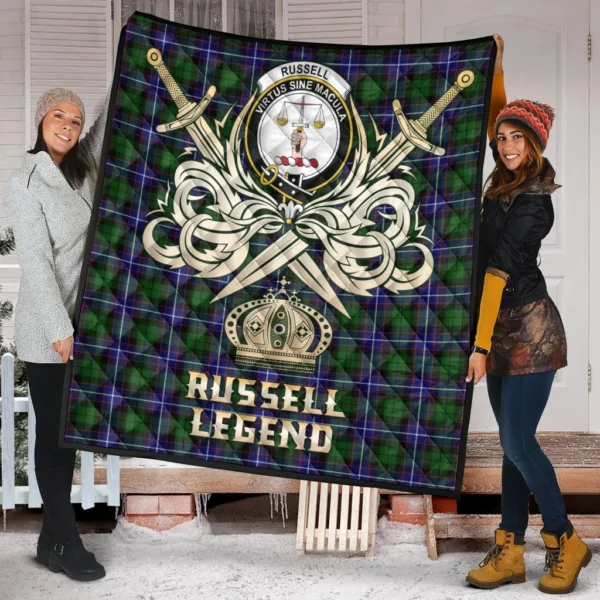 Russell Modern Clan Quilt, Scottish Tartan Russell Modern Clans Premium Quilt Legend Gold Royal Style - Image 2