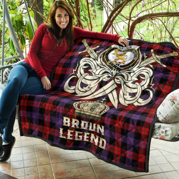 Broun Modern Clan Quilt, Scottish Tartan Broun Modern Clans Premium Quilt Legend Gold Royal Style - Image 5