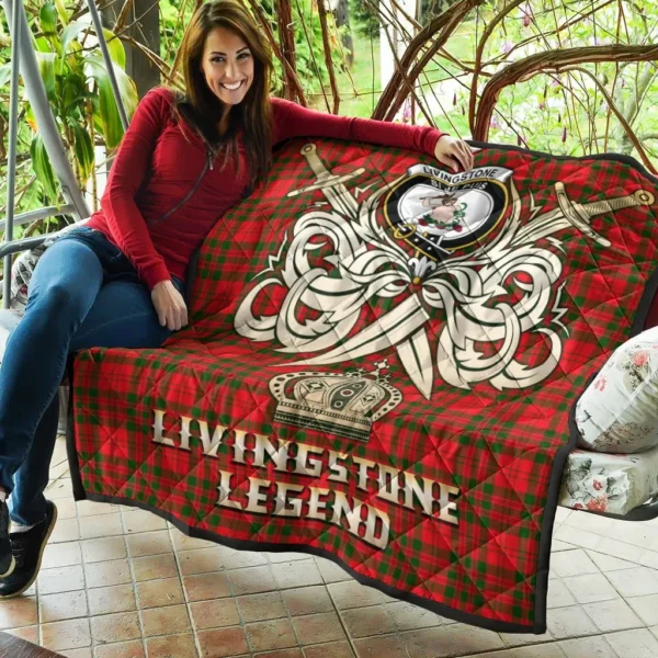 Livingstone Modern Clan Quilt, Scottish Tartan Livingstone Modern Clans Premium Quilt Legend Gold Royal Style - Image 5