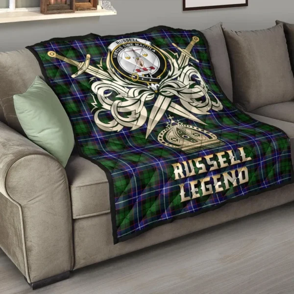 Russell Modern Clan Quilt, Scottish Tartan Russell Modern Clans Premium Quilt Legend Gold Royal Style - Image 6