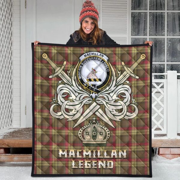 MacMillan Old Weathered Clan Quilt, Scottish Tartan MacMillan Old Weathered Clans Premium Quilt Legend Gold Royal Style