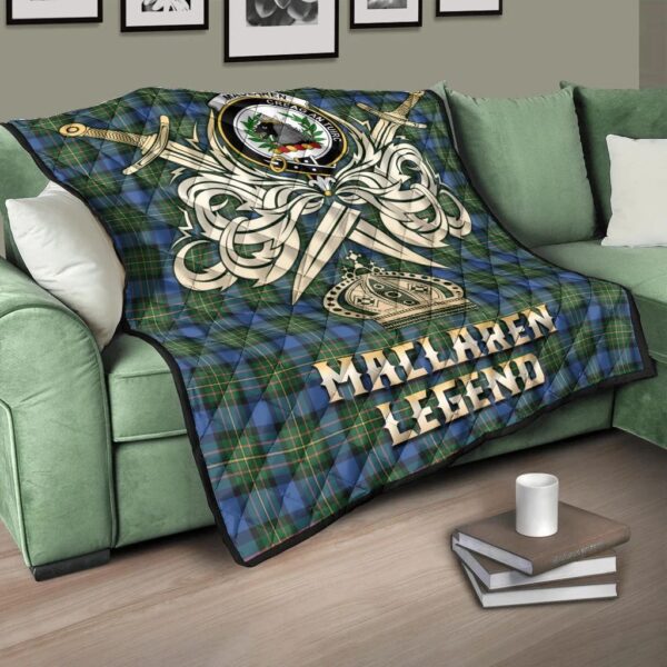 MacLaren Ancient Clan Quilt, Scottish Tartan MacLaren Ancient Clans Premium Quilt Legend Gold Royal Style - Image 3