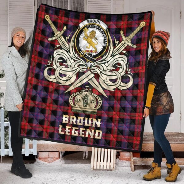 Broun Modern Clan Quilt, Scottish Tartan Broun Modern Clans Premium Quilt Legend Gold Royal Style - Image 2