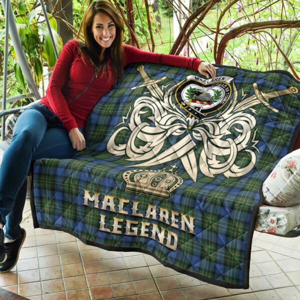 MacLaren Ancient Clan Quilt, Scottish Tartan MacLaren Ancient Clans Premium Quilt Legend Gold Royal Style - Image 5