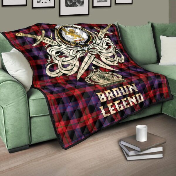 Broun Modern Clan Quilt, Scottish Tartan Broun Modern Clans Premium Quilt Legend Gold Royal Style - Image 3