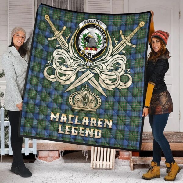 MacLaren Ancient Clan Quilt, Scottish Tartan MacLaren Ancient Clans Premium Quilt Legend Gold Royal Style - Image 2