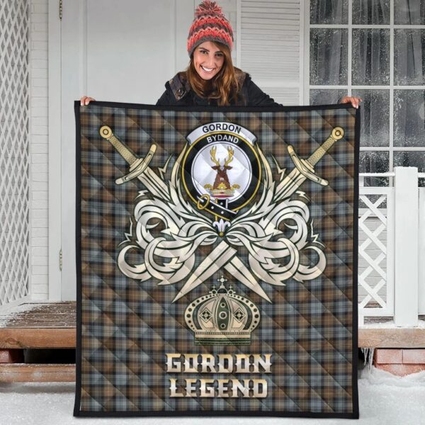 Gordon Weathered Clan Quilt, Scottish Tartan Gordon Weathered Clans Premium Quilt Legend Gold Royal Style