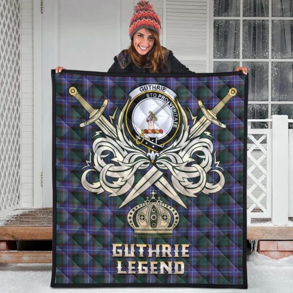 Guthrie Modern Clan Quilt, Scottish Tartan Guthrie Modern Clans Premium Quilt Legend Gold Royal Style