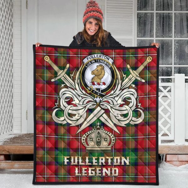 Fullerton Clan Quilt, Scottish Tartan Fullerton Clans Premium Quilt Legend Gold Royal Style