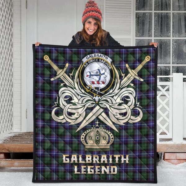 Galbraith Modern Clan Quilt, Scottish Tartan Galbraith Modern Clans Premium Quilt Legend Gold Royal Style