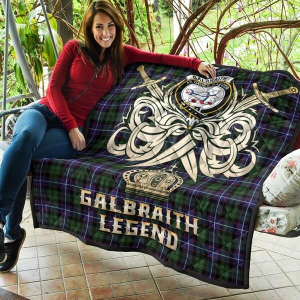 Galbraith Modern Clan Quilt, Scottish Tartan Galbraith Modern Clans Premium Quilt Legend Gold Royal Style - Image 5