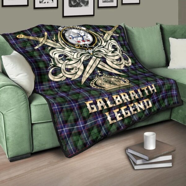 Galbraith Modern Clan Quilt, Scottish Tartan Galbraith Modern Clans Premium Quilt Legend Gold Royal Style - Image 3