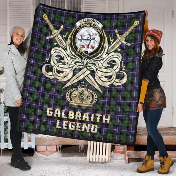 Galbraith Modern Clan Quilt, Scottish Tartan Galbraith Modern Clans Premium Quilt Legend Gold Royal Style - Image 2